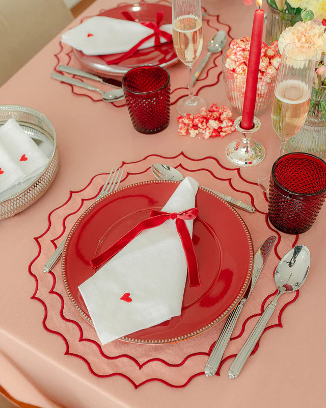 Mantel Individual Navy / Salmón con Rojo