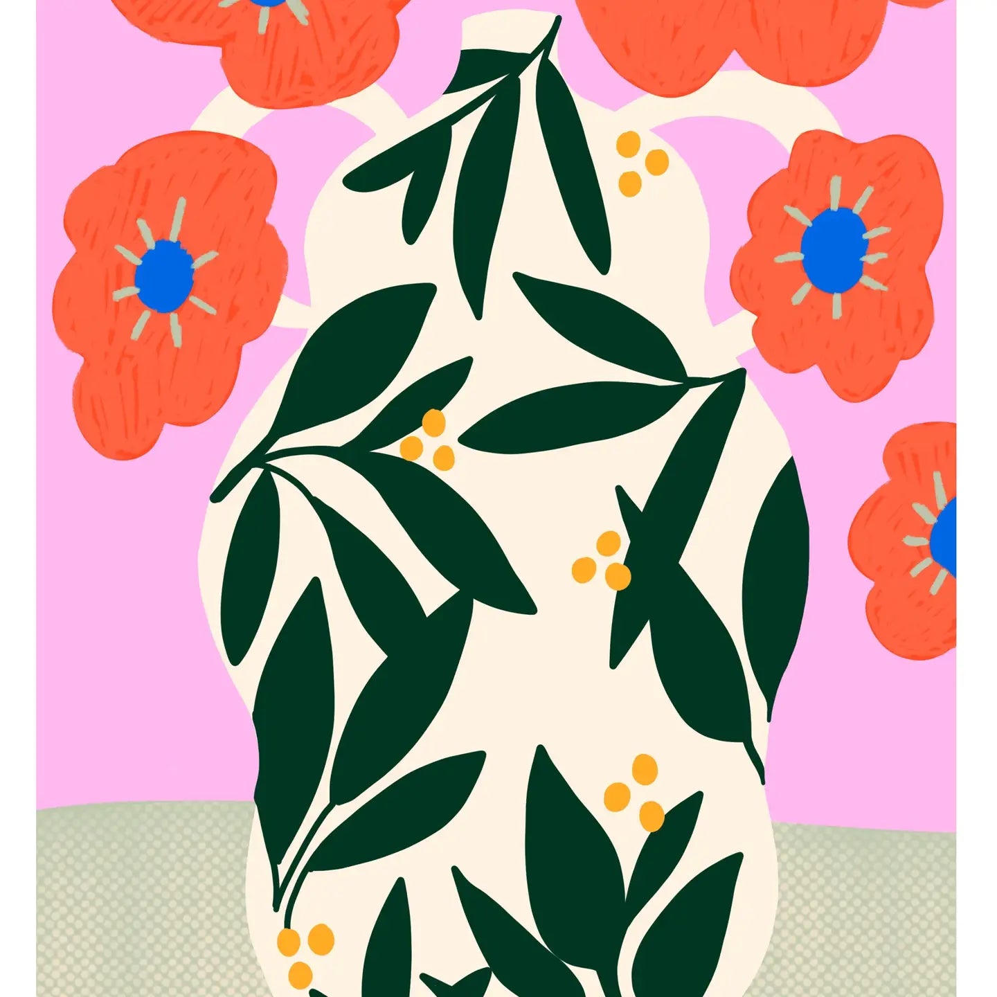 Ilustración Jarrón Amapolas