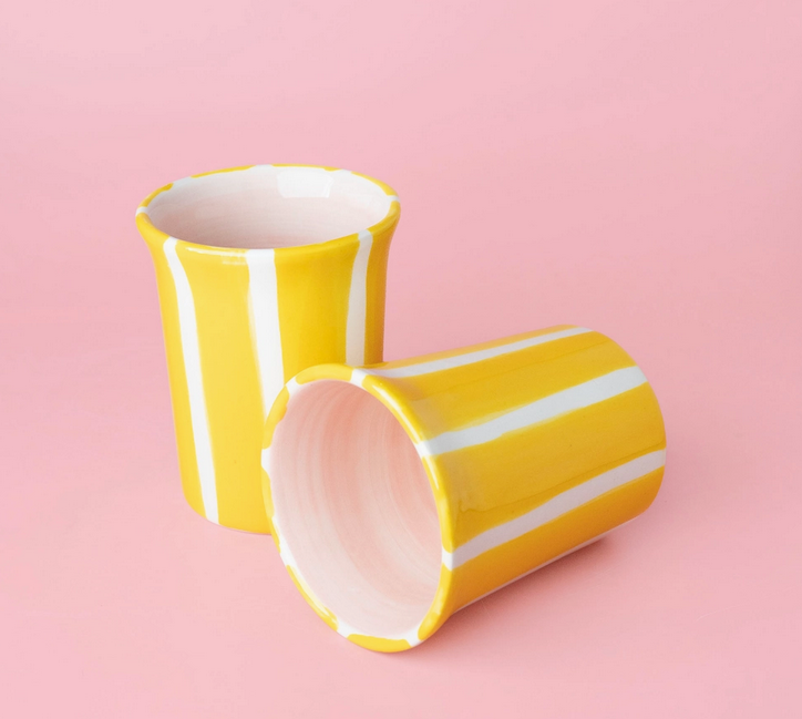 Vaso Rayas - Amarillo y Blanco