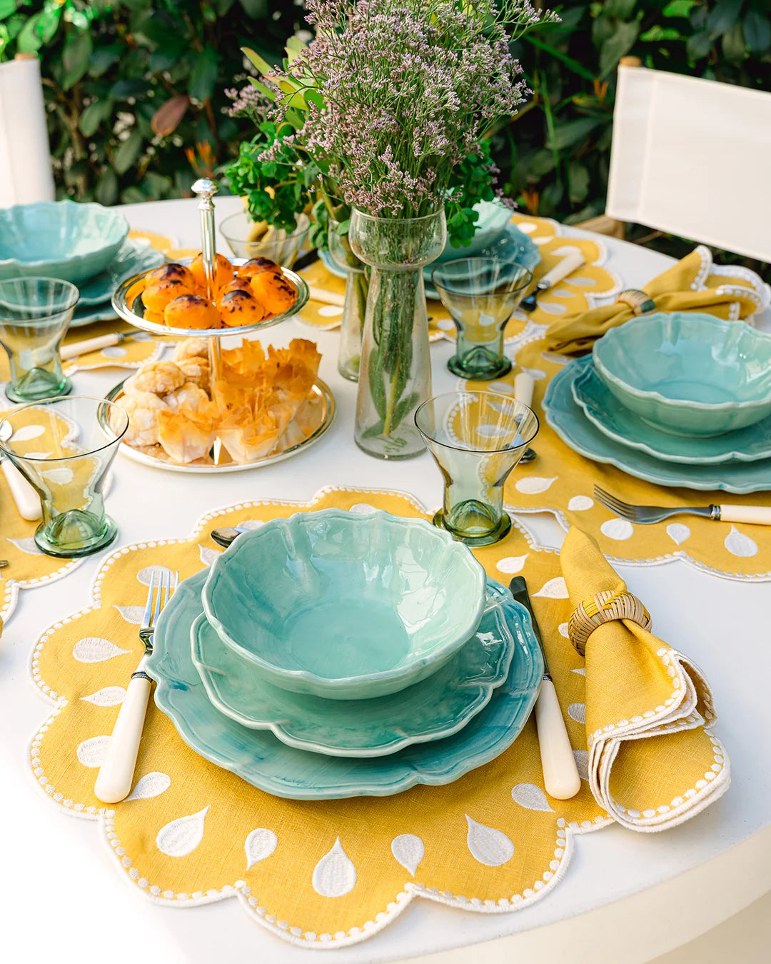 Mantel individual gotas - amarillo y blanco (pack 2 unidades)