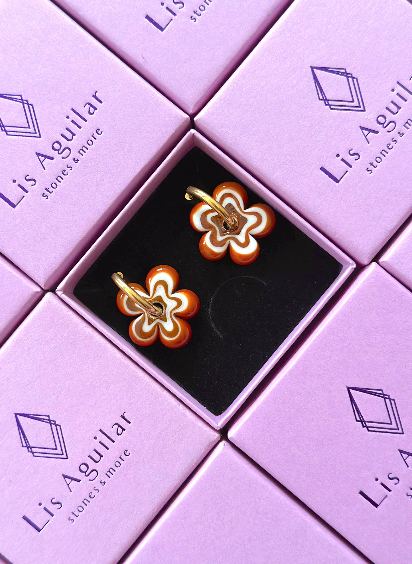 Pendientes Flores Marrones