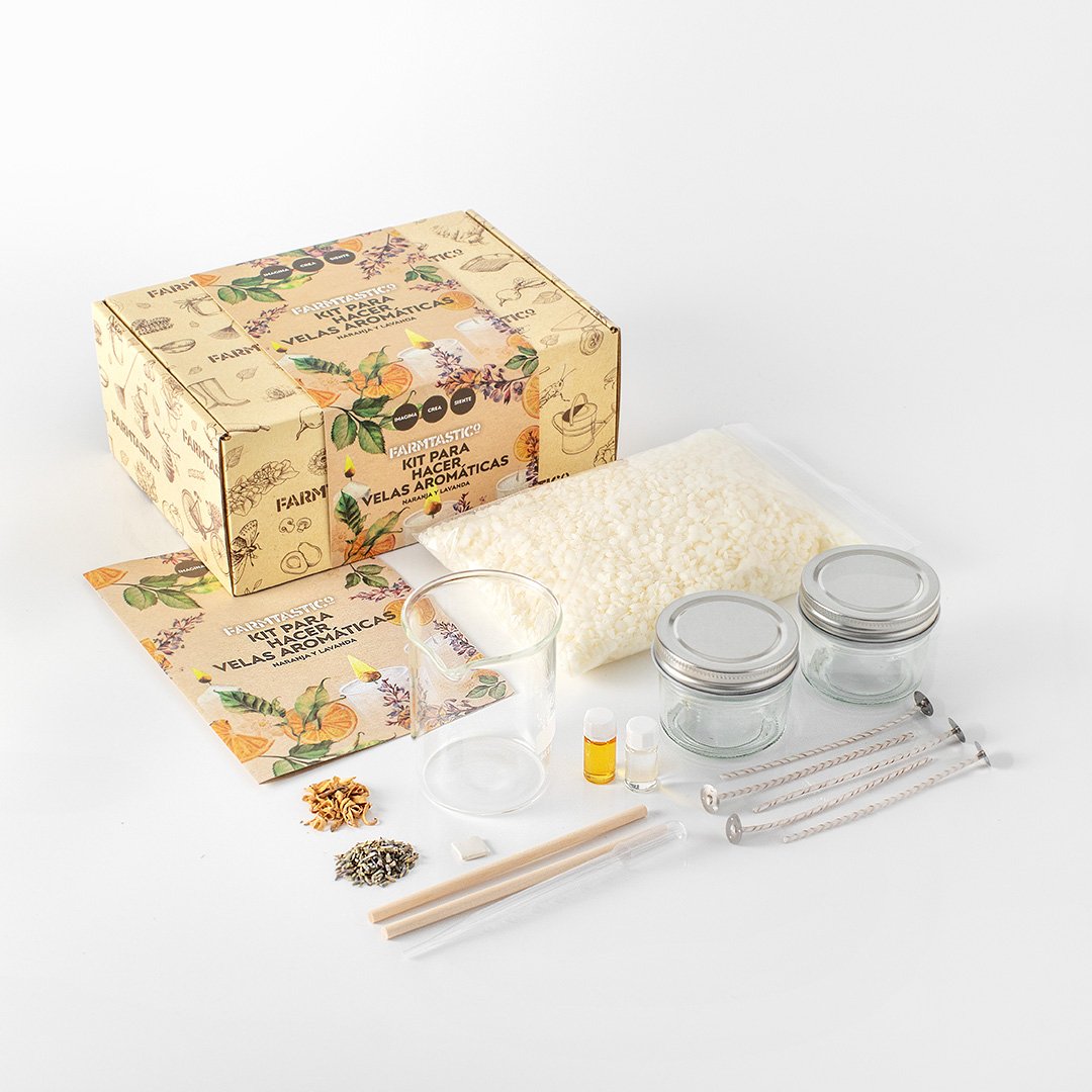 Kit para hacer velas aromáticas con cera de soja natural