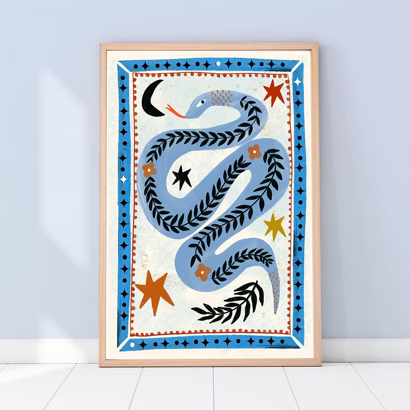 Ilustración serpiente folk