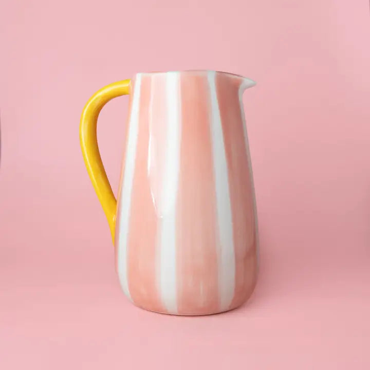 Jarrón 21 cm / Rallas rosas y amarillas / Valentina