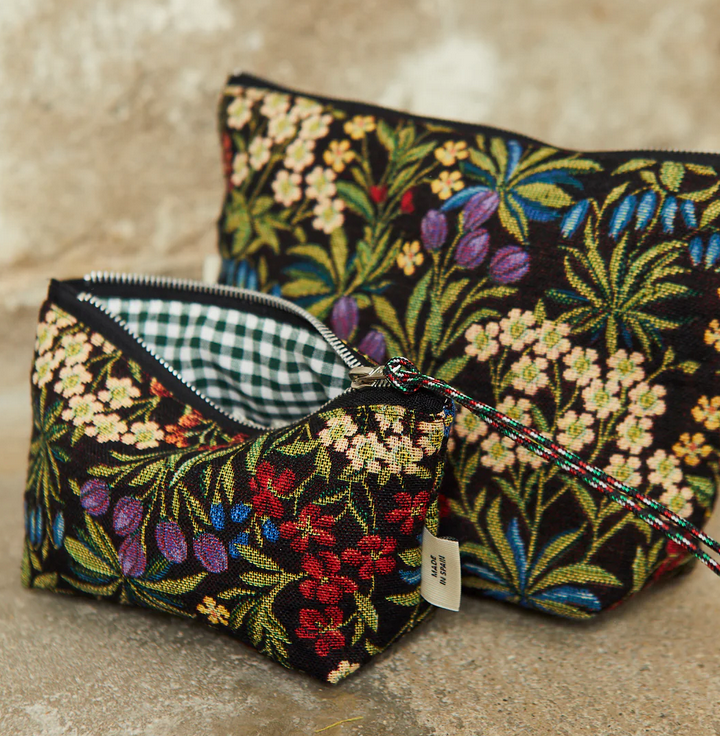Neceser - estuche tejido jacquard flores margaritas