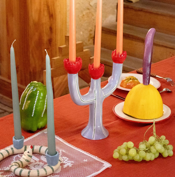 Candelabro de tulipán turquesa