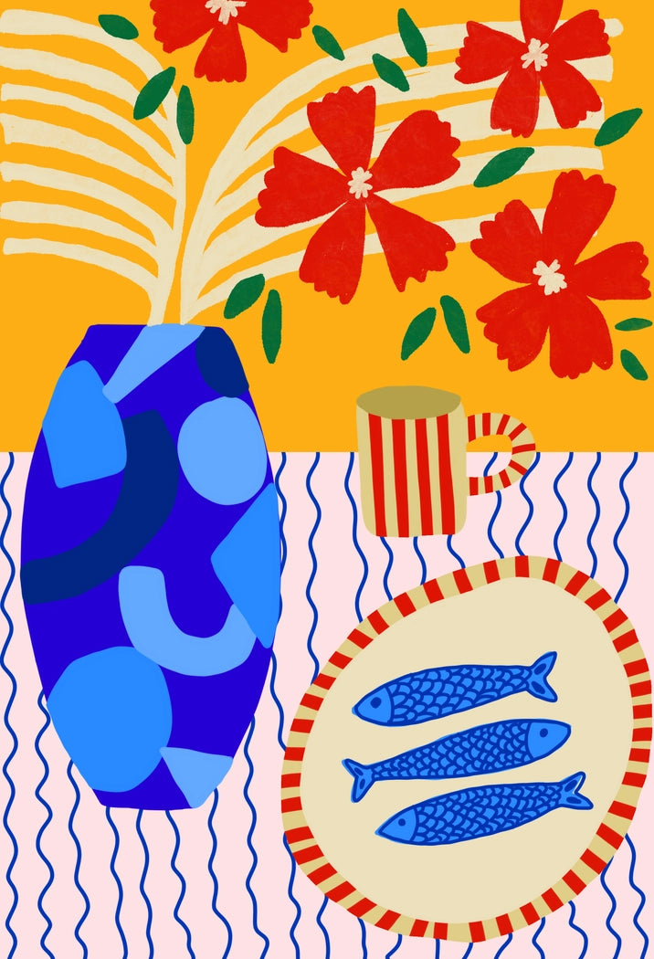 Impresión de Arte Fino de Sardinas en Rayas