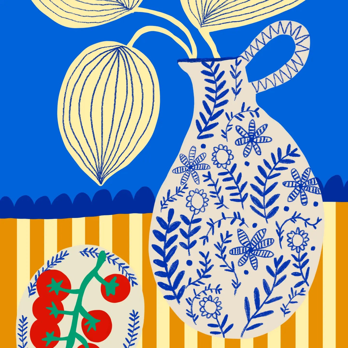 Ilustración Porcelana y Tomates