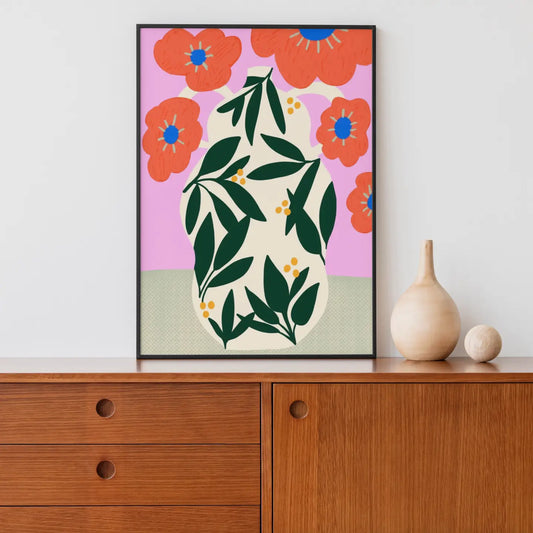 Ilustración Jarrón Amapolas