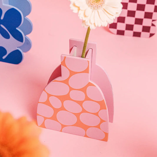 Jarrón de madera Piedras Rosas