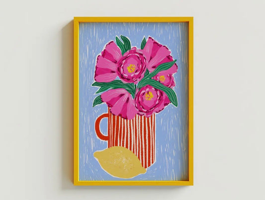 Carole Hillman - Pink Flowers and Lemon