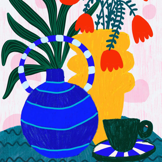 Impresión de Arte Fino Tulipanes y Café