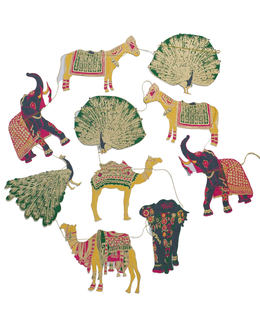 Guirnalda cosida - animales indios