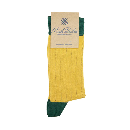 MissCalcetin Caña Baja Canalé - Curry Evergreen