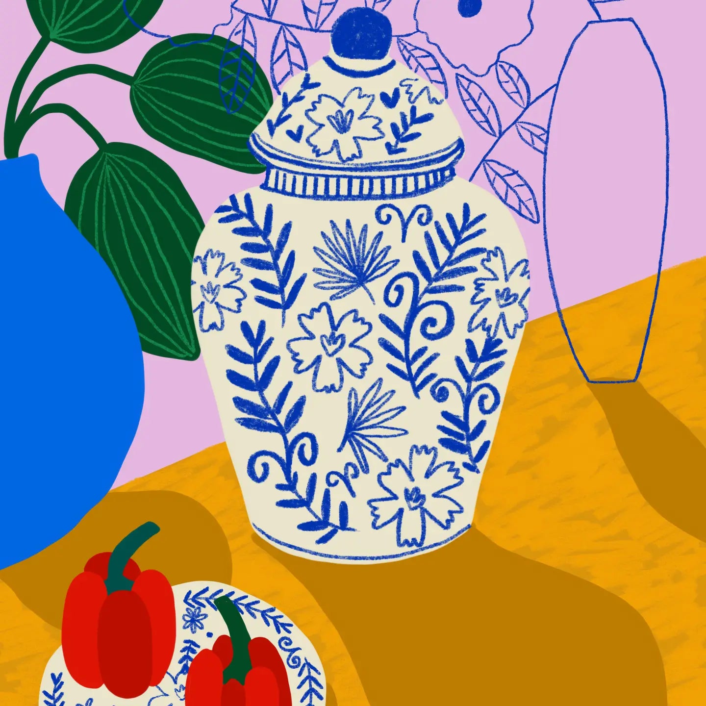 Ilustración Porcelana y Pimientos