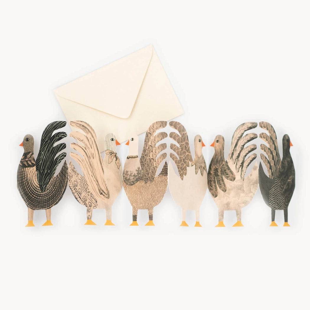 Tarjeta acordeón "Gallinas"