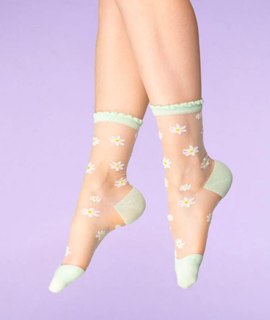 Calcetines transparentes margaritas
