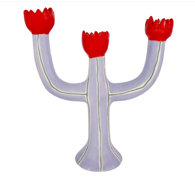 Candelabro de tulipán azul claro