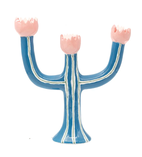 Candelabro de tulipán azul oscuro