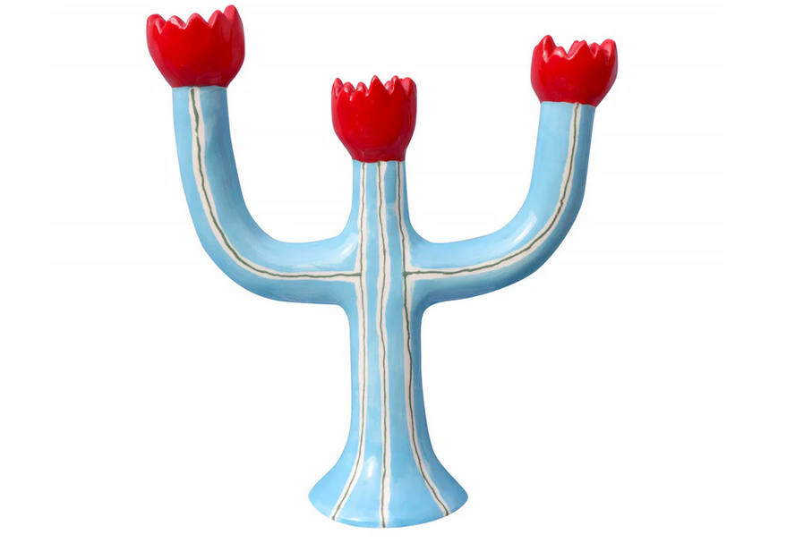Candelabro de tulipán turquesa