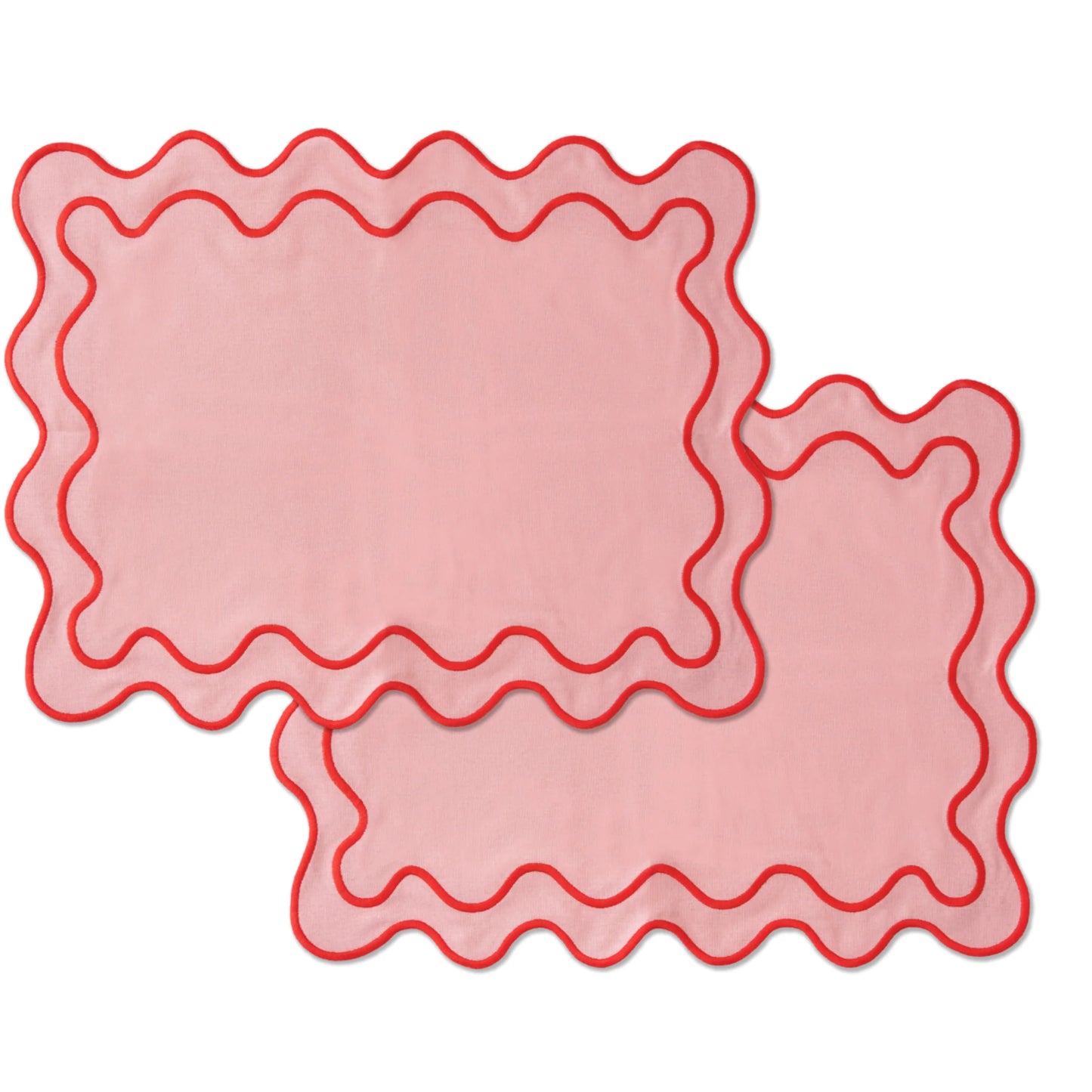 Set dos manteles individuales rosa onda roja