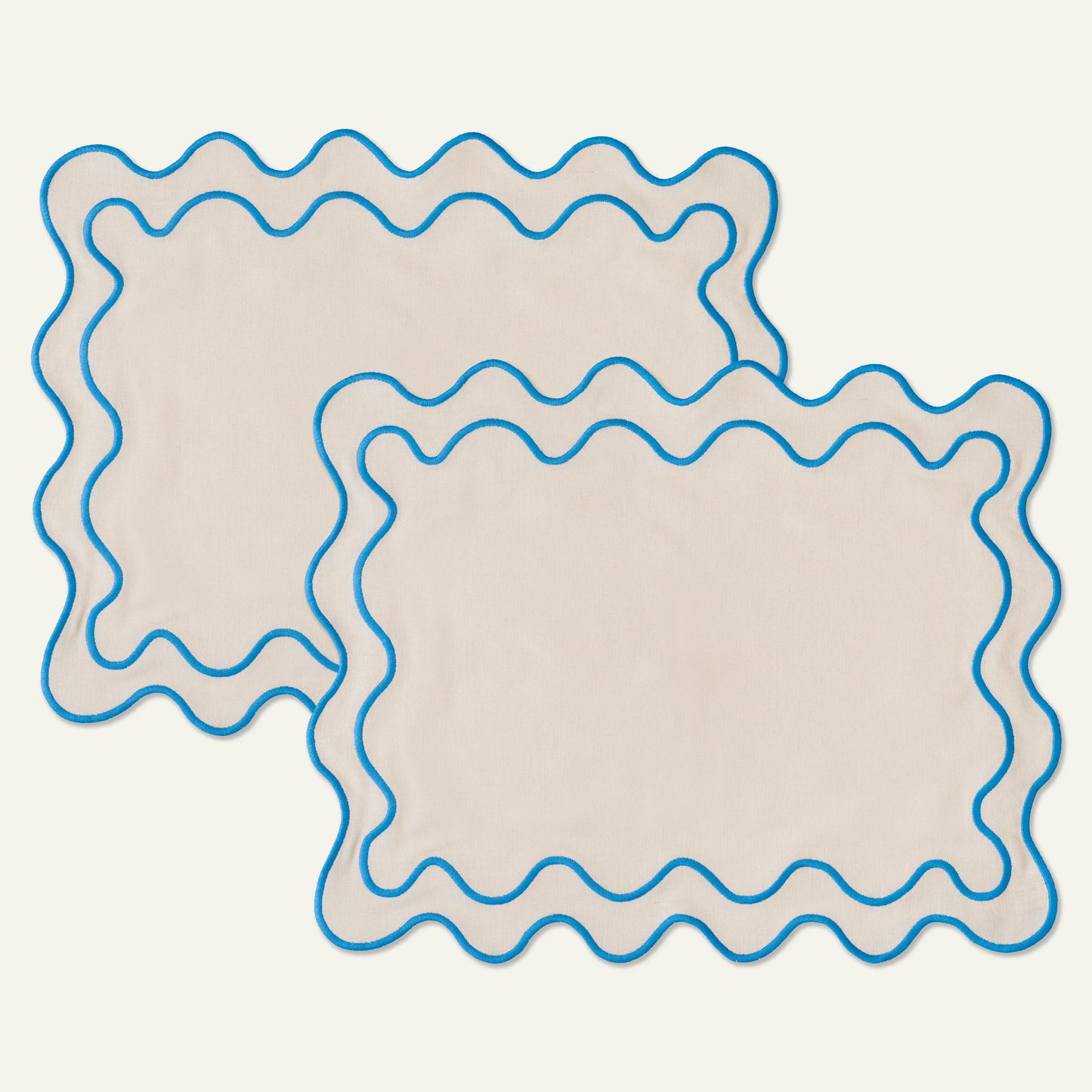 Set dos manteles individuales marfil onda azul