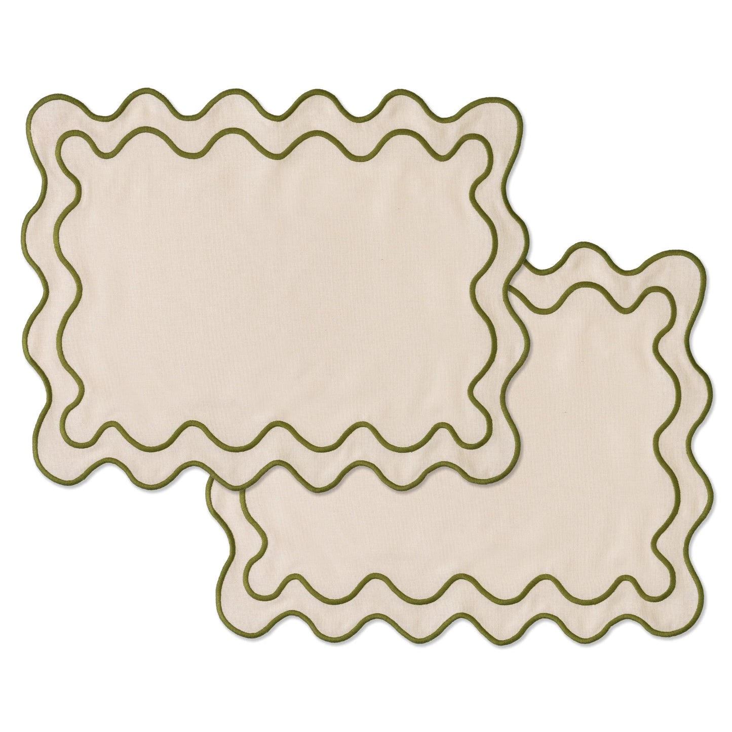 Set dos manteles individuales beige onda verde