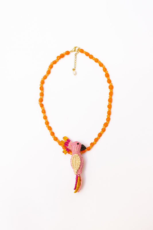Collar Loro rosa