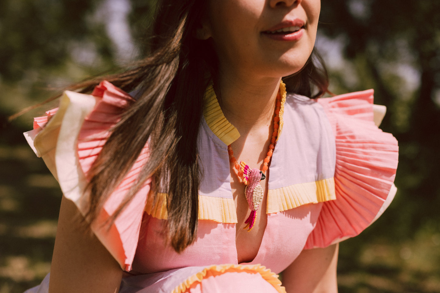 Collar Loro rosa