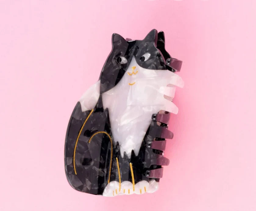 Pinza gato blanco y negro