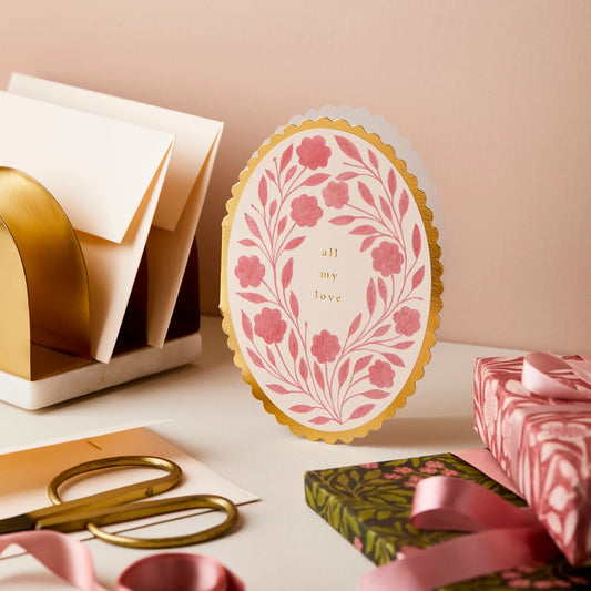 Tarjeta Flora rosa "All my love"