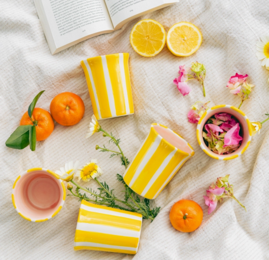 Vaso Rayas - Amarillo y Blanco