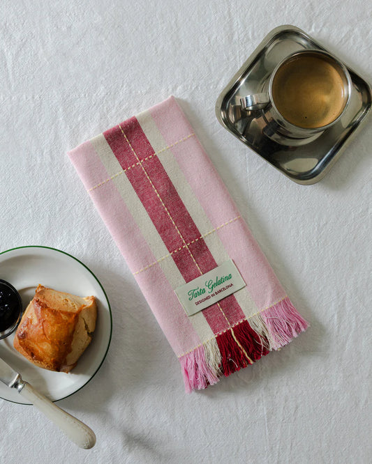 Pack 2 servilletas rayas (rojo y rosa)