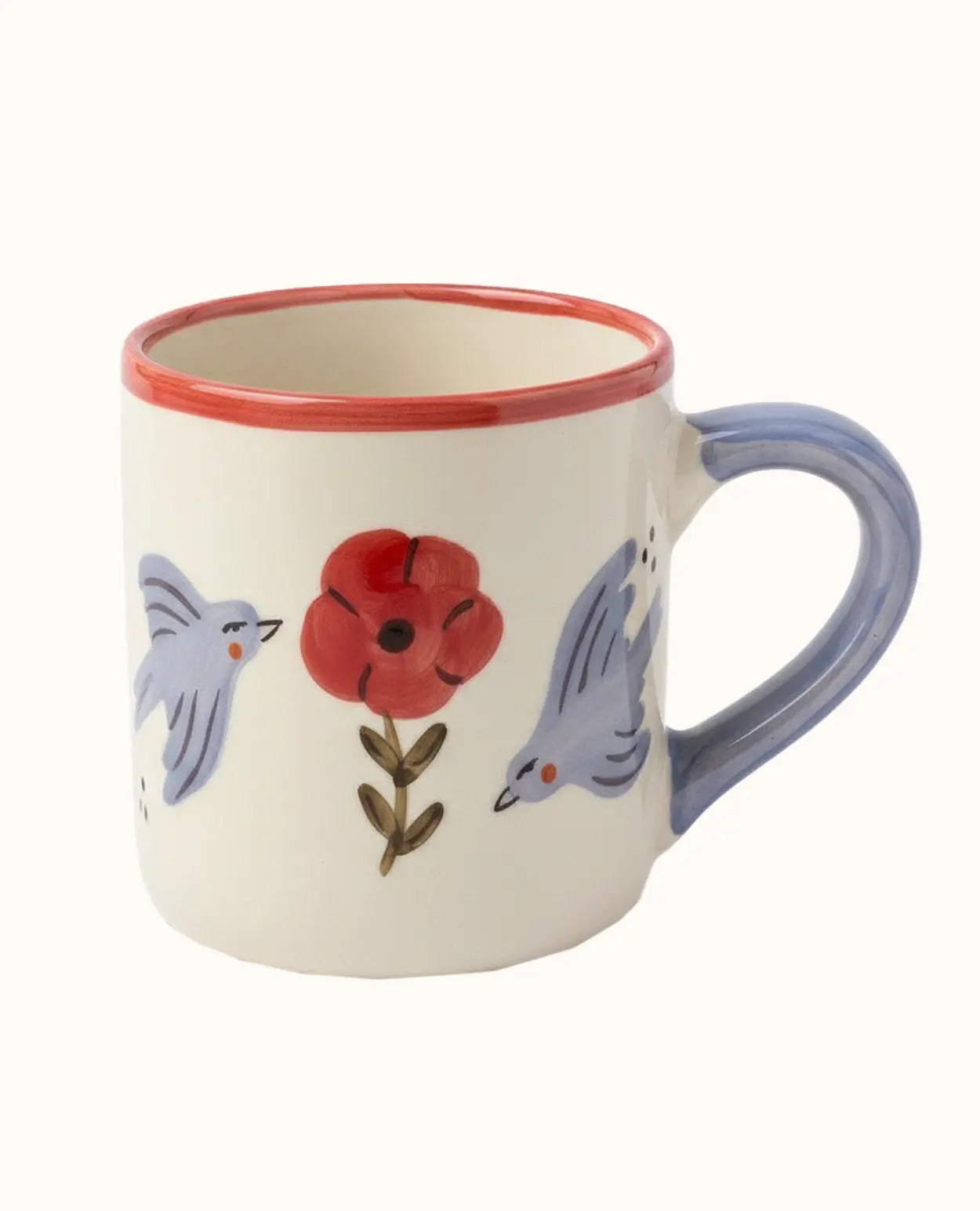 Taza amapola y pájaro