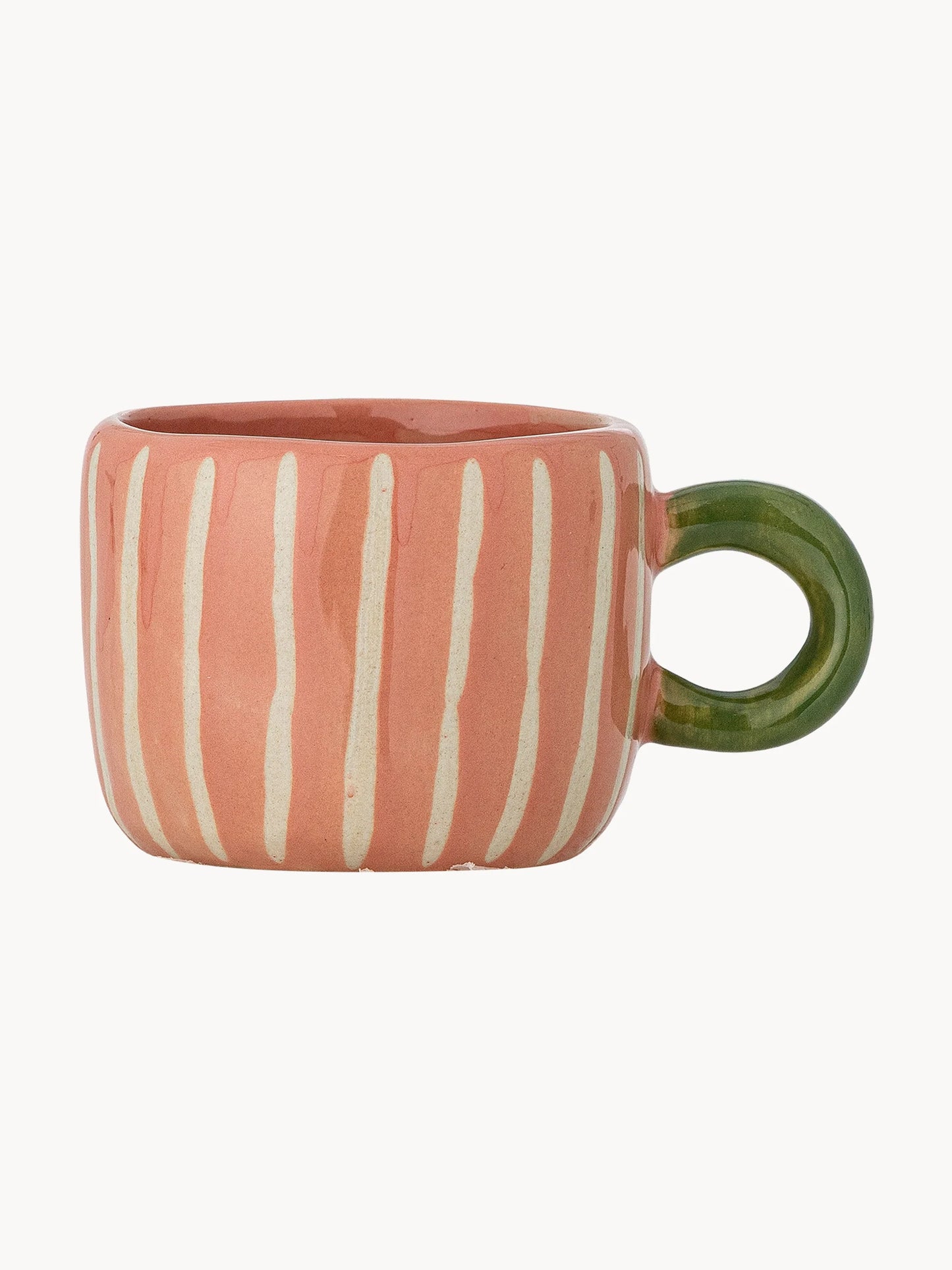 Mini taza rayas rosa y blanca
