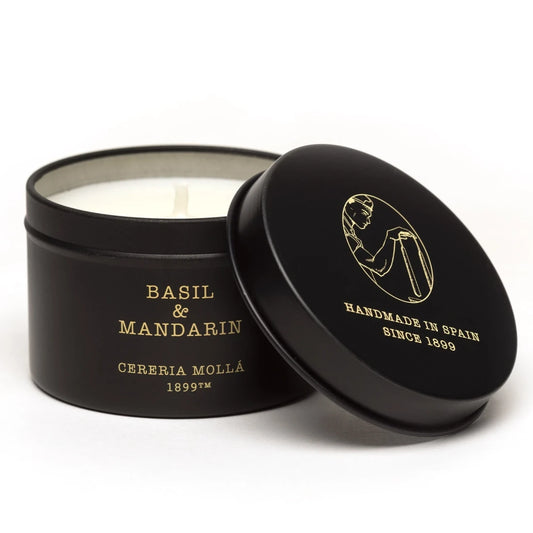TIN TRAVEL CANDLE BASIL & MANDARIN 90GR
