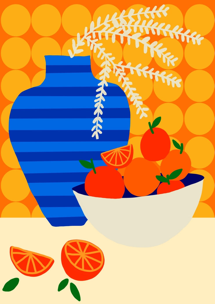 Naranjas en cocina retro