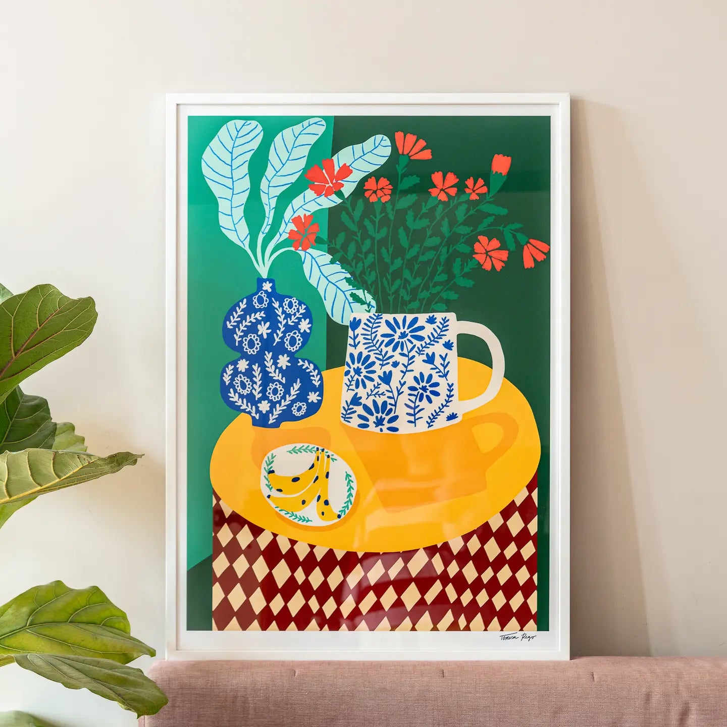 Ilustración Porcelana y Claveles