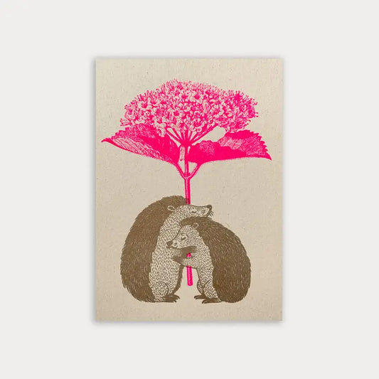 Postal Erizo con Flor