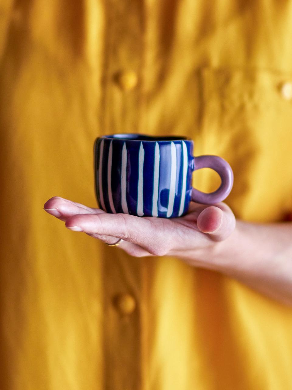 Taza Mini rayas azules y blancas