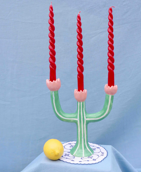 Candelabro de tulipán verde