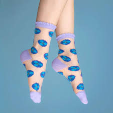 Calcetines transparentes Flores Azules