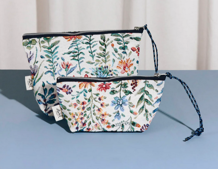 Neceser - estuche tejido jacquard flores azaleas