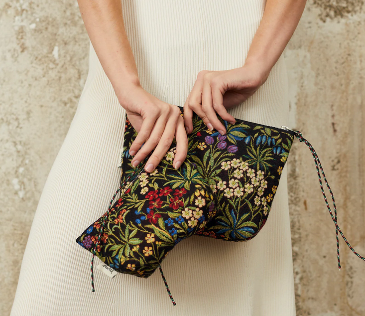 Neceser - estuche tejido jacquard flores margaritas