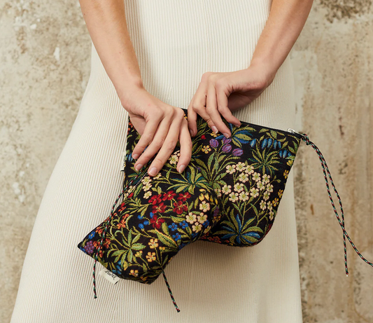 Neceser - estuche tejido jacquard flores margaritas