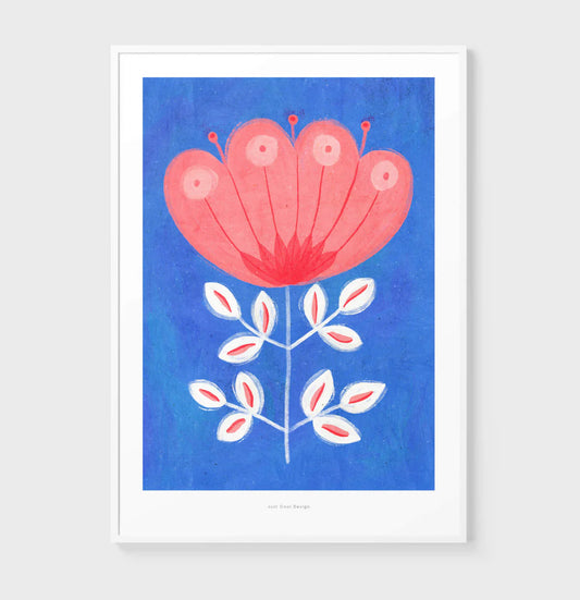 Retro Geometric Floral Ilustración A4
